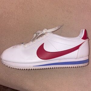 White Nike Shoes with Red Swoosh and Blue streak: women’s size 8